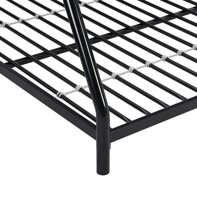 Space-Saving Metal Floor Bunk Bed Twin Over Full, Black | Just Better Bunk Beds
