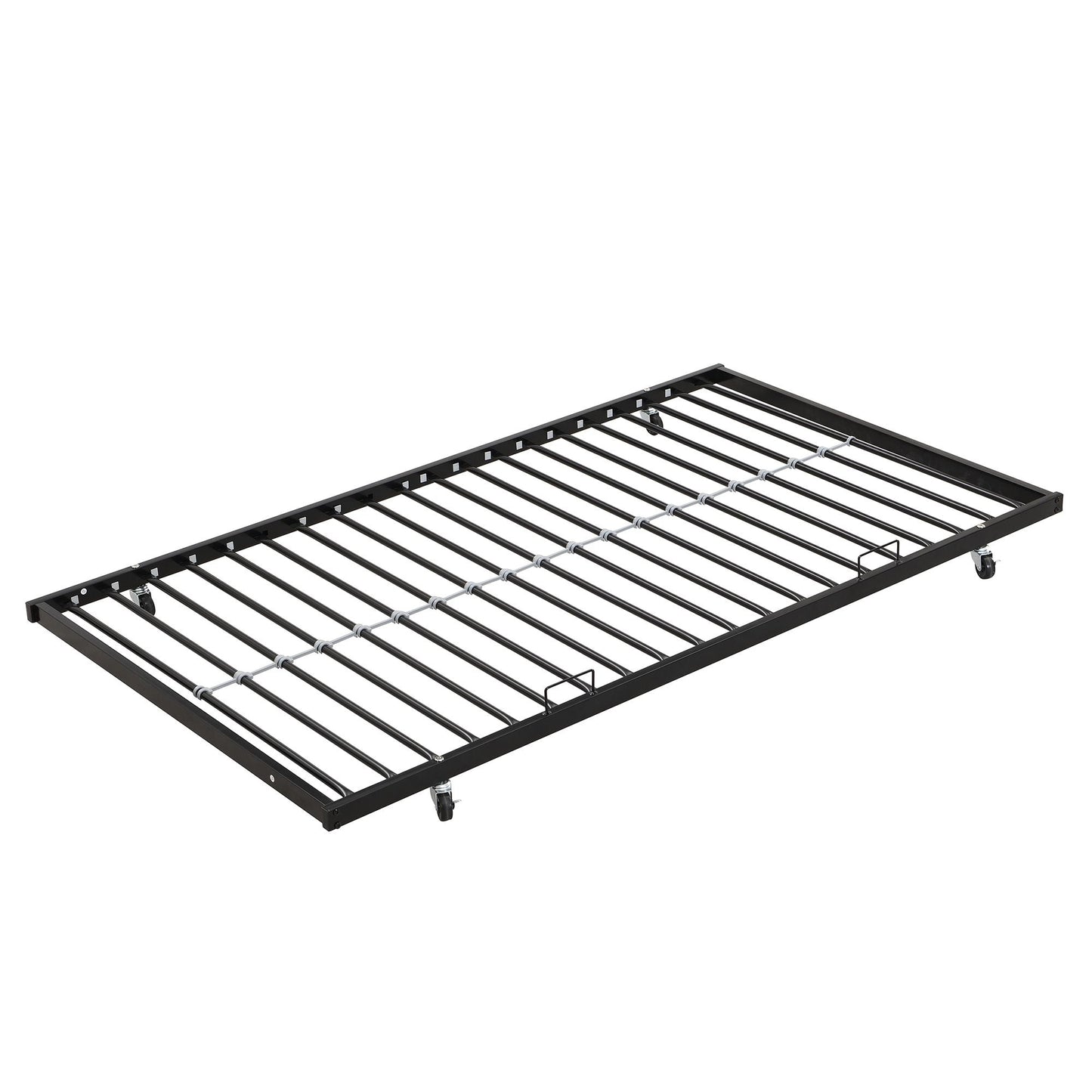 Twin Over FULL Metal Bunk Bed with Trundle 2 - Side Ladder and Full-Length Guardrail,  No Box Spring Needed,  Large Under Bed Storage,  Easy Assemble