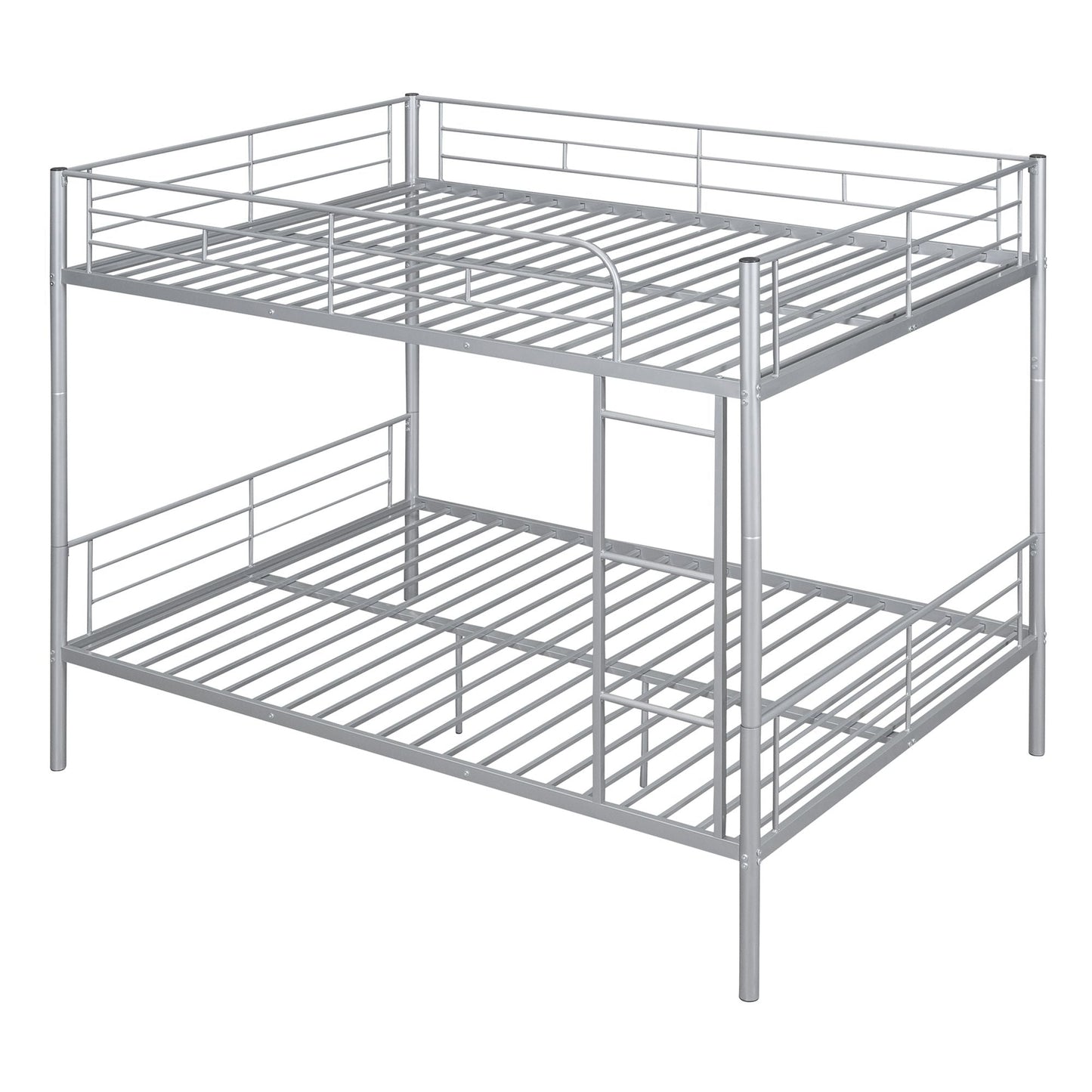 Heavy-Duty Full Over Full Metal Bunk Bed with Safety Guardrails, Space-Saving Design, Easy Assembly, Silver | Just Better Bunk Beds