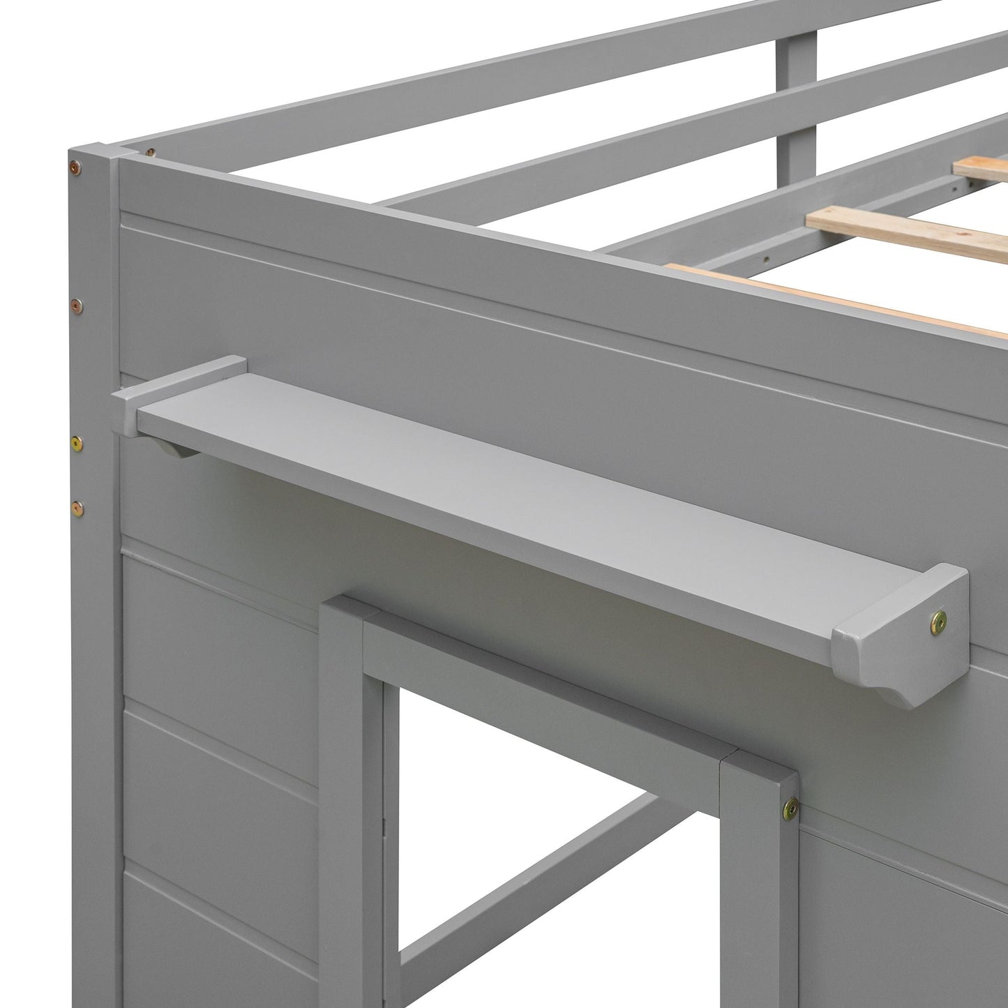 Kids Bedroom Twin Wood Loft Bed with Cabinet and Shelf, White | Just Better Bunk Beds