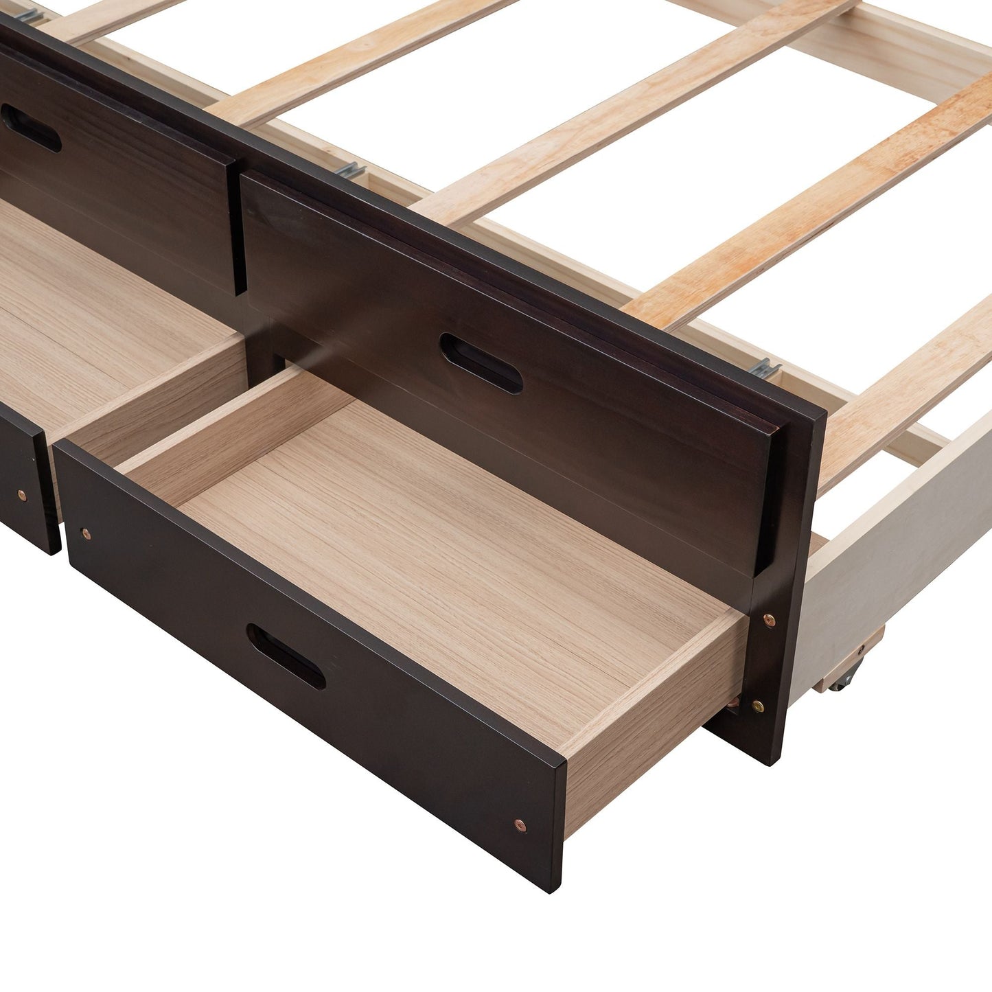 Shared Room Solution Twin Over Full Wood Bunk Bed with Twin Trundle and Drawers, White | Just Better Bunk Beds