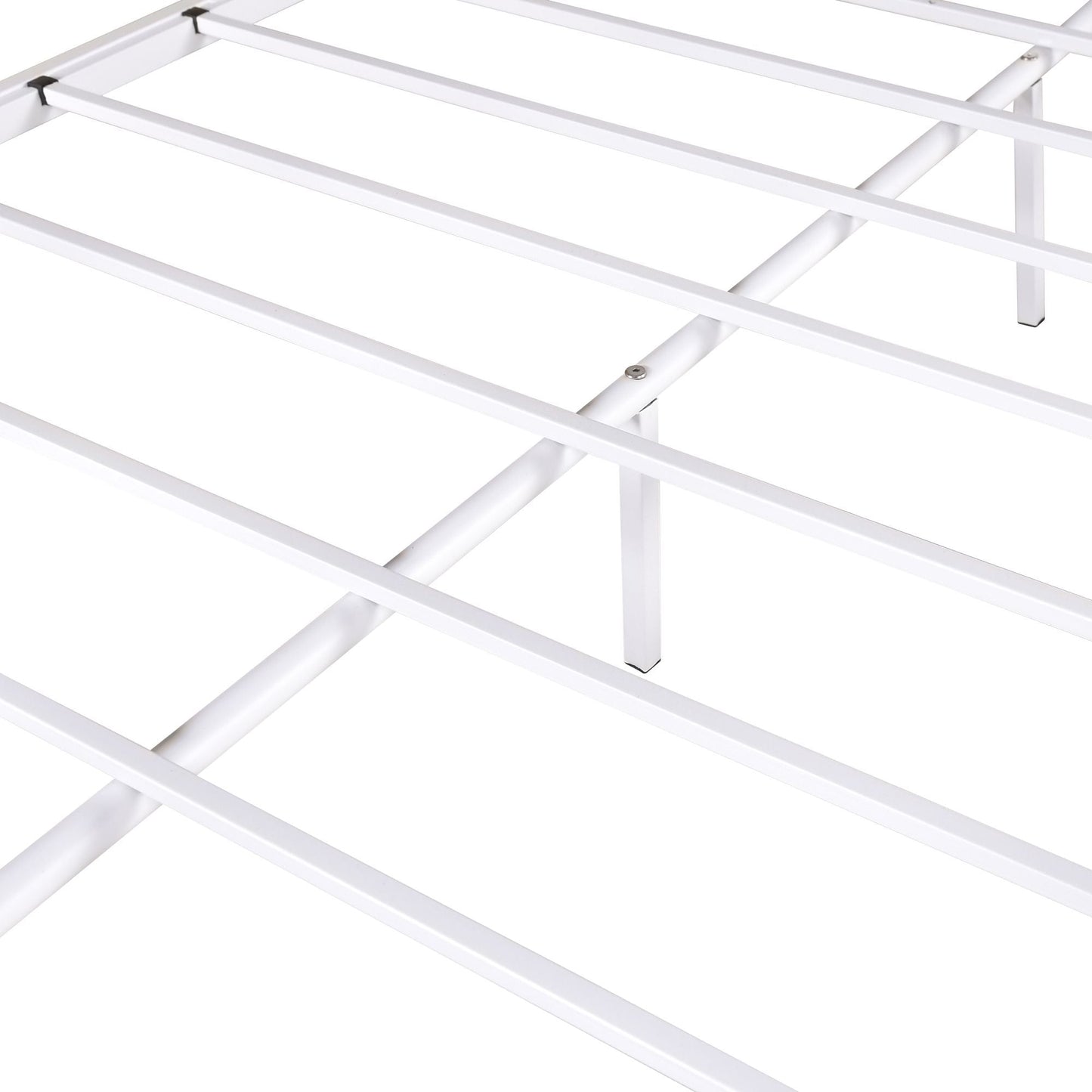 Twin-Over-Full Metal Bunk Bed,  Heavy Duty Bunk Bed, Easy Assembly with Enhanced Upper-Level Guardrail,  White