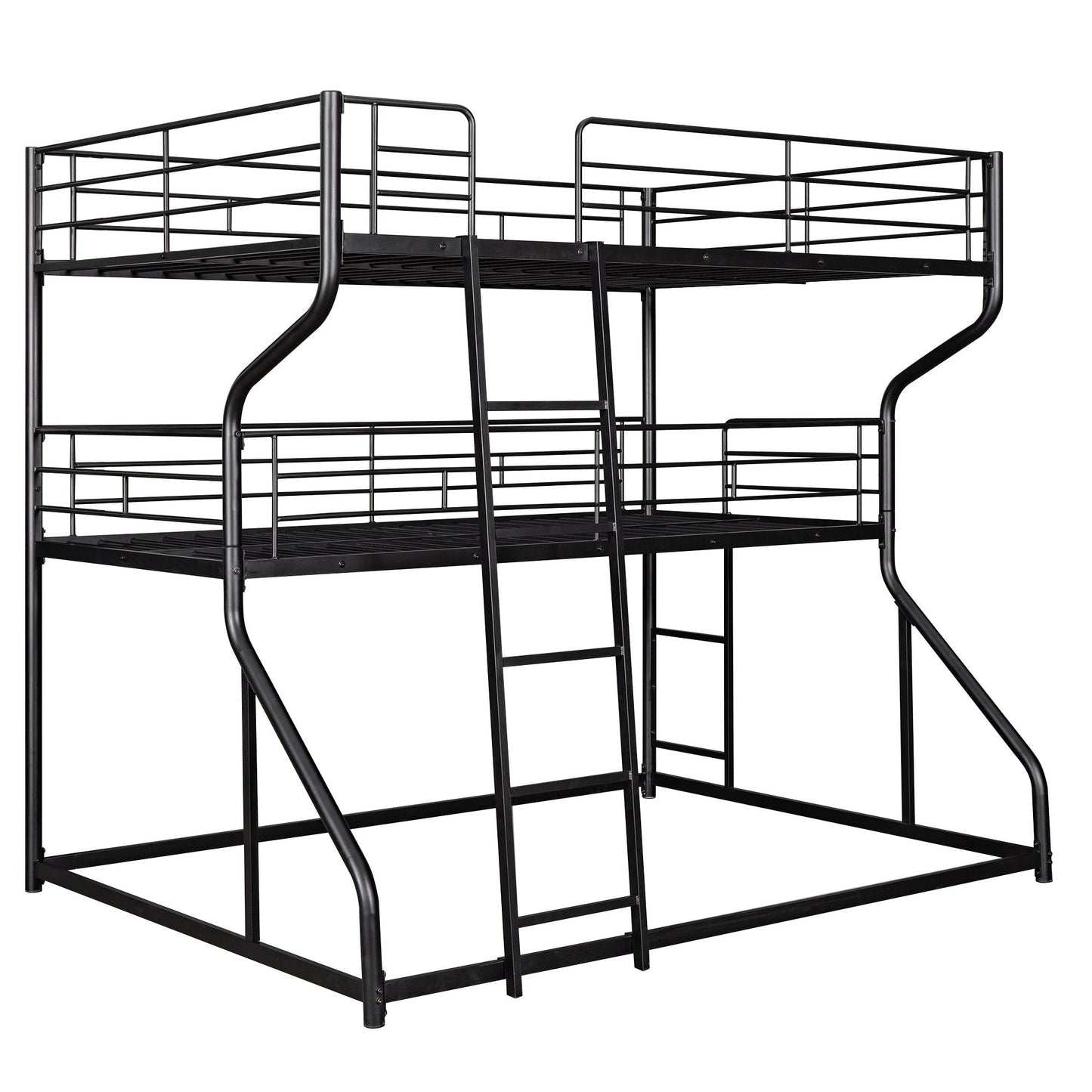 Shared Room Solution Full XL Over Twin XL Over Queen Wood Triple Bunk Bed, White | Just Better Bunk Beds