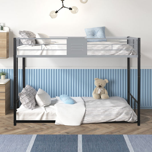 Heavy-Duty Twin Over Twin Metal Bunk Bed with Vent Board, Black | Just Better Bunk Beds