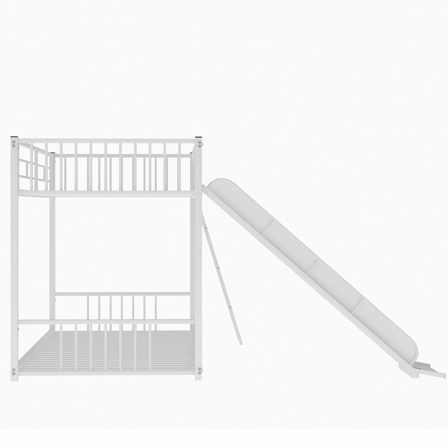 Space-Saving Metal Bunk Bed with Slide Twin Over Twin, White | Just Better Bunk Beds