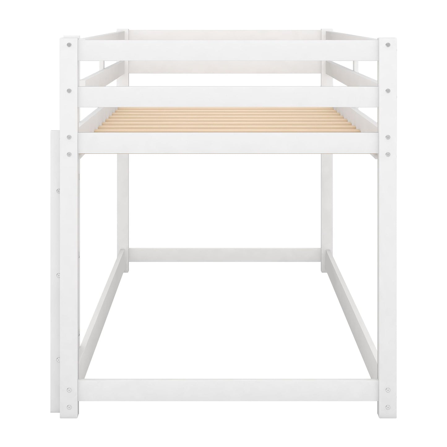 Space-Saving Twin Wood Bunk Bed with Built-In Ladder, White | Just Better Bunk Beds