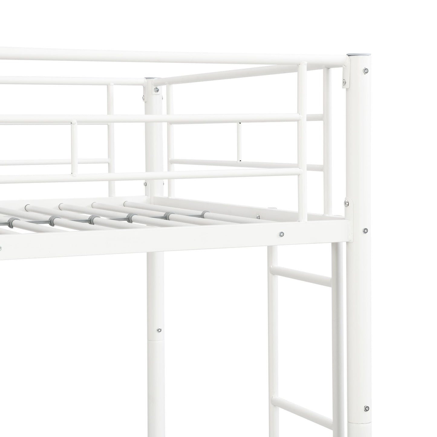 Shared Room Solution Twin Over Twin Metal Bunk Bed with 2 Ladders and Full-Length Guardrail, Black | Just Better Bunk Beds