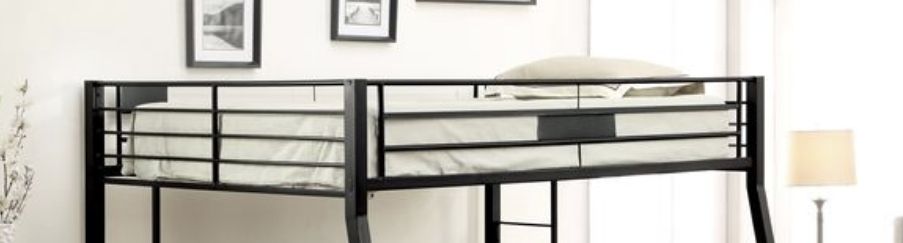 Heavy-Duty Full XL Over Queen Wood Bunk Bed with Safety Guardrail and Space-Saving Design, Black | Just Better Bunk Beds