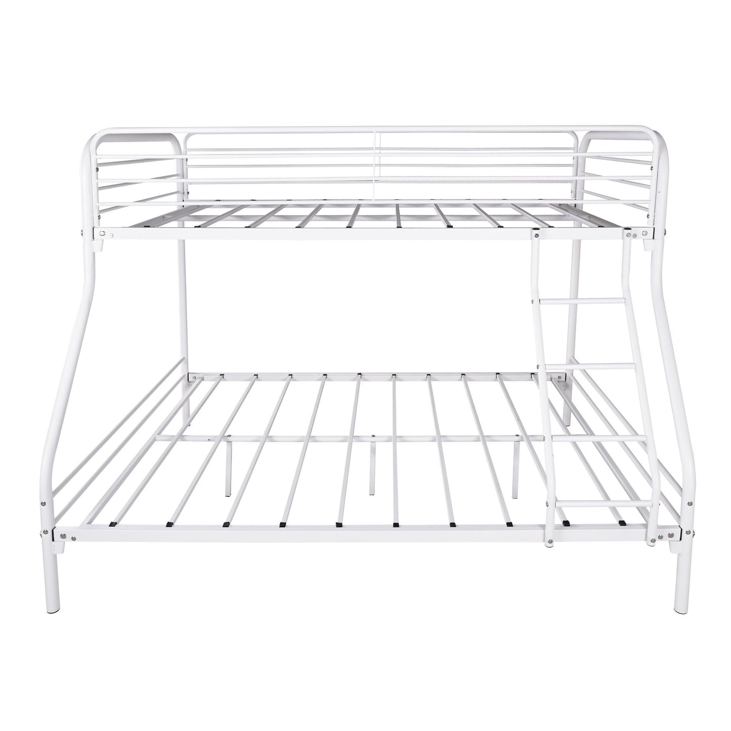 Twin-Over-Full Metal Bunk Bed,  Heavy Duty Bunk Bed, Easy Assembly with Enhanced Upper-Level Guardrail,  White