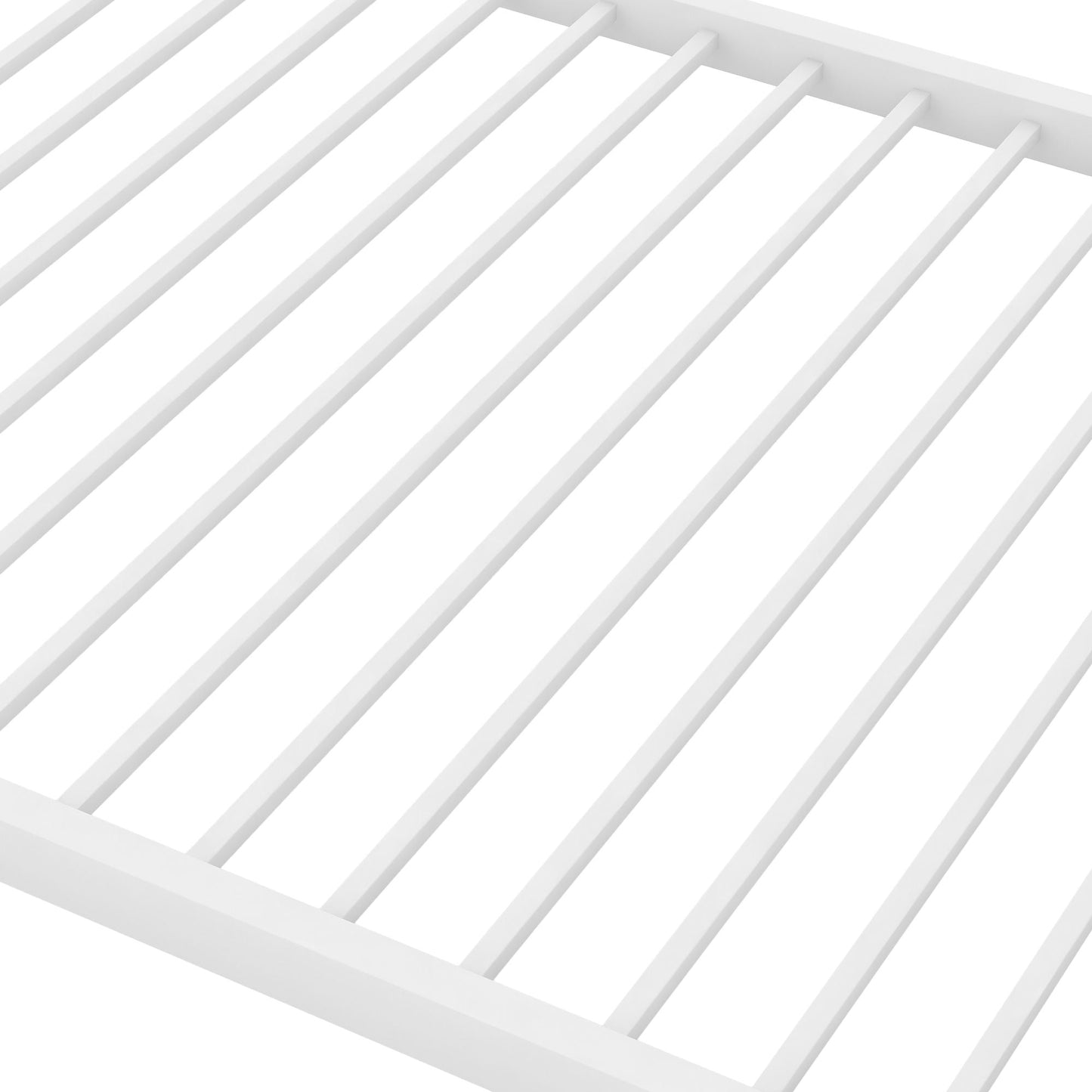 Low Profile Twin Over Twin Metal Bunk Bed with Ladder, White | Just Better Bunk Beds