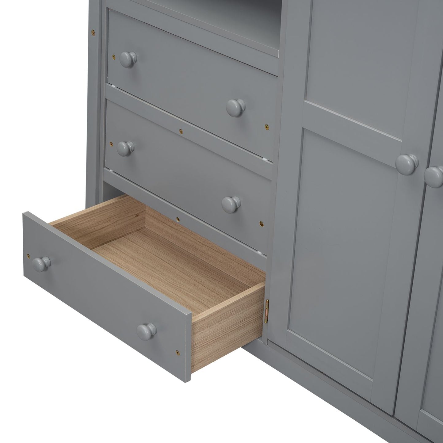 Space-Saving Full Wood Loft Bed with Built-in Wardrobe, Desk & Storage, Gray | Just Better Bunk Beds