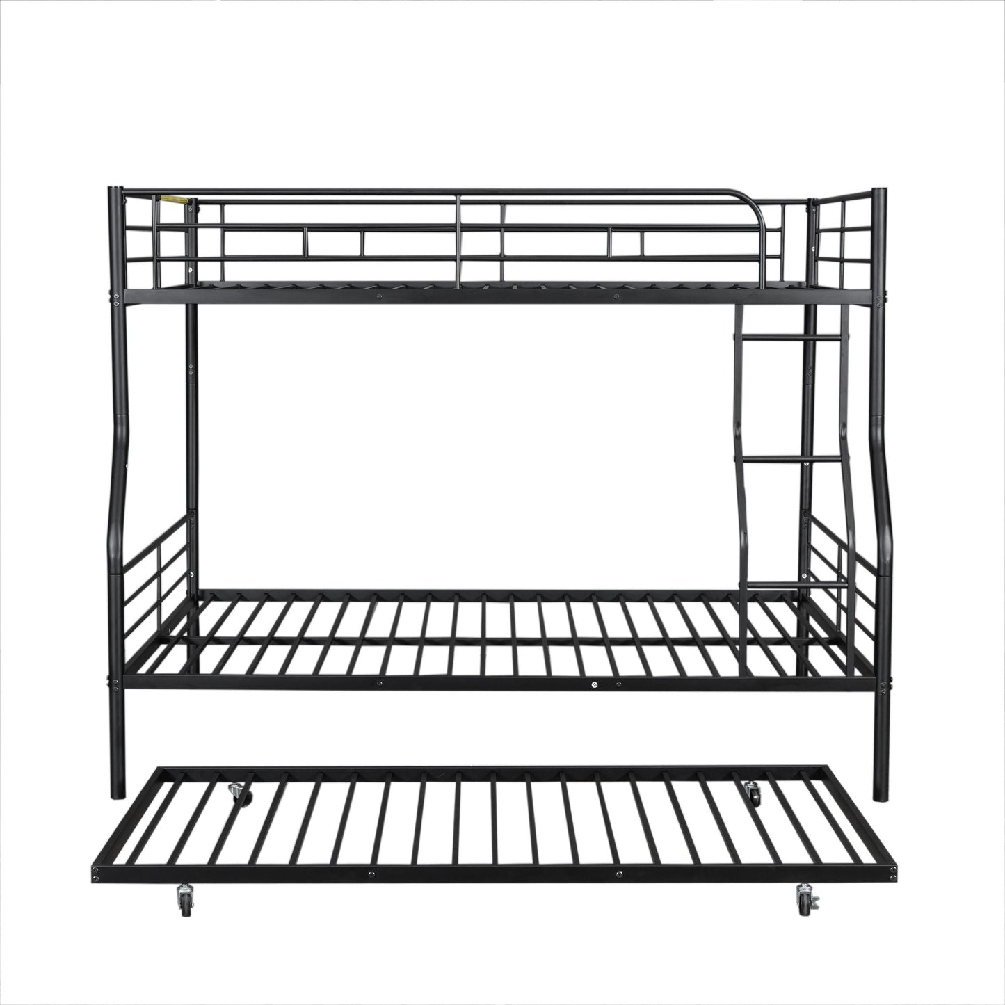 Space-Saving Full XL Over Queen Metal Bunk Bed with Trundle, Black | Just Better Bunk Beds