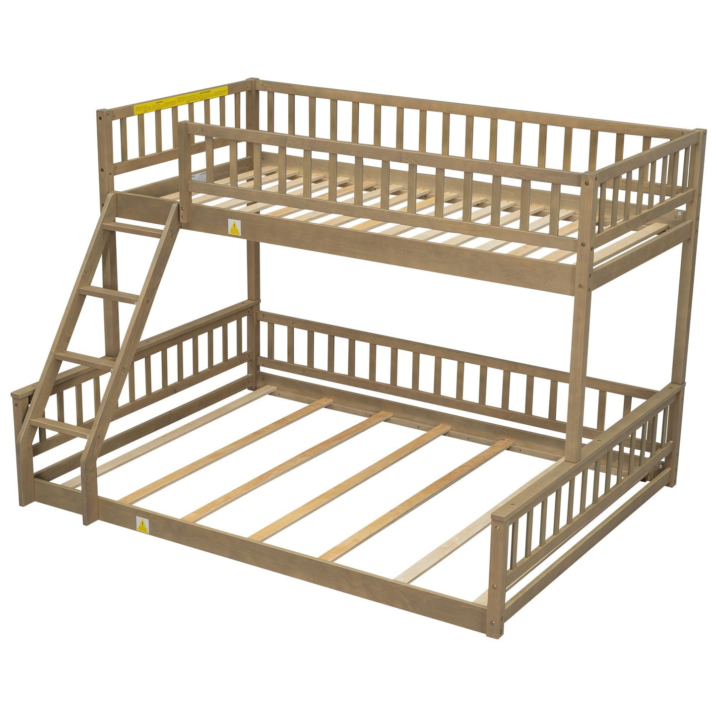 Shared Room Solution Twin XL Over Queen Wood Bunk Bed, Walnut | Just Better Bunk Beds