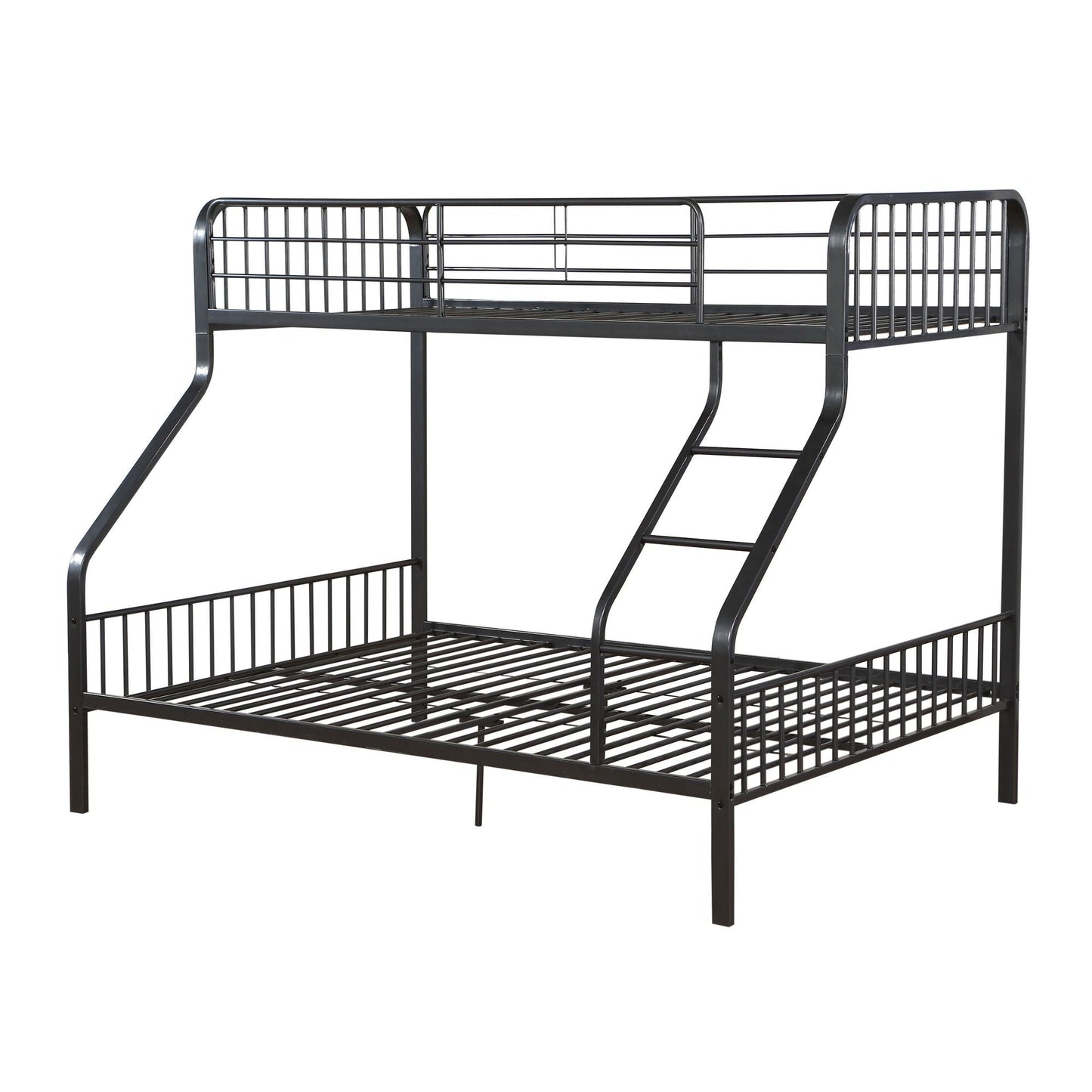 Heavy-Duty Twin XL Over Queen Wood Bunk Bed with Built-In Ladder, Gray | Just Better Bunk Beds