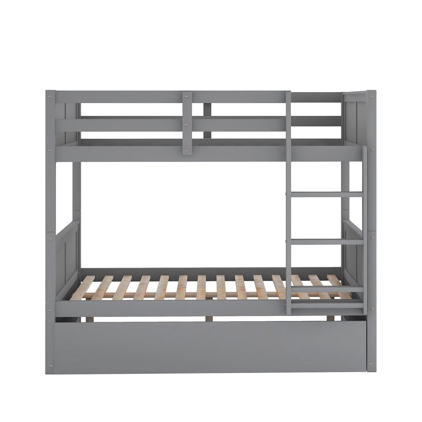Shared Room Solution Full Over Full Wood Bunk Bed with Twin Trundle, White | Just Better Bunk Beds