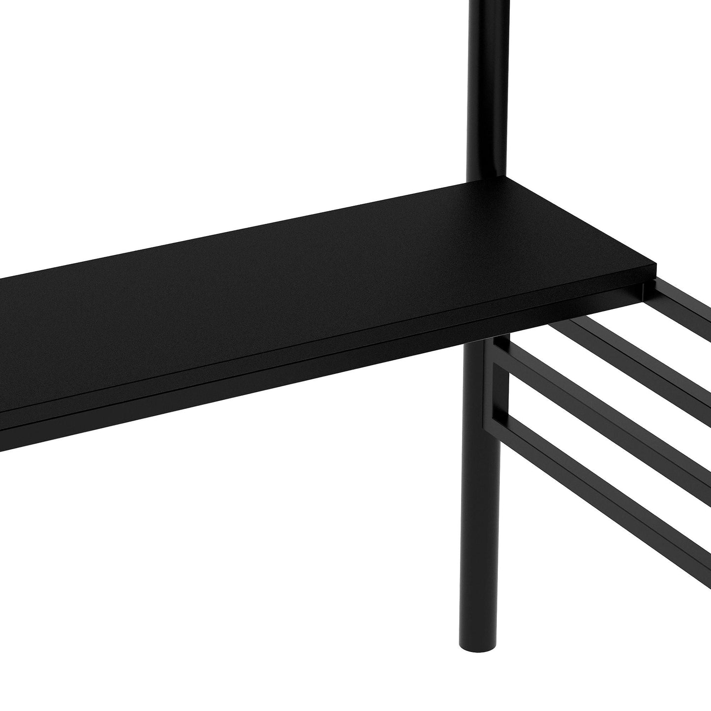 Space-Saving Twin Metal Loft Bed Frame with Desk, Black | Just Better Bunk Beds