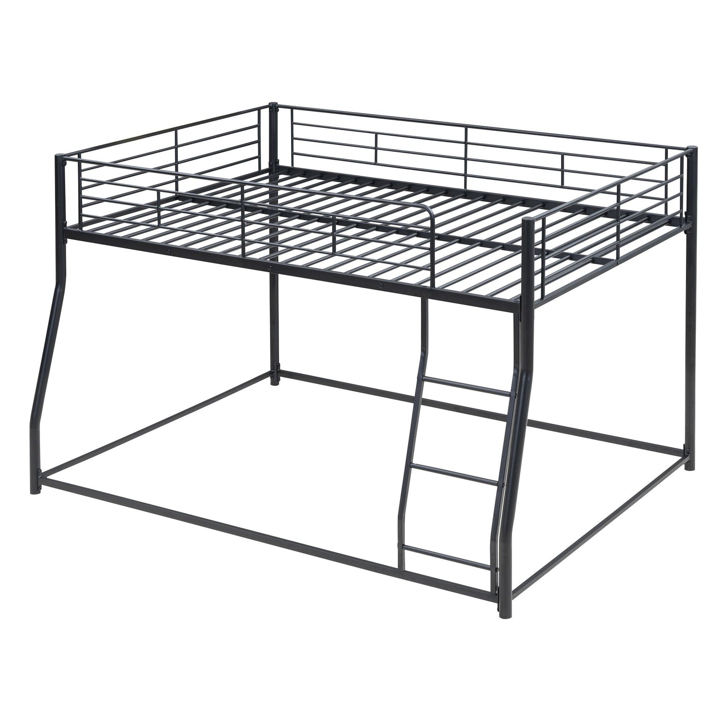 Shared Room Solution Full XL Over Queen Metal Floor Bunk Bed, Black | Just Better Bunk Beds