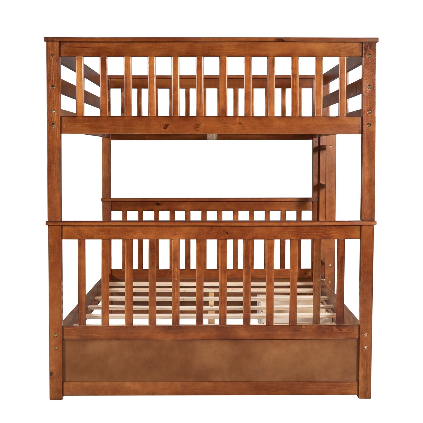 Shared Room Solution Full Over Full Wood Bunk Bed with Ladders and Storage Drawers, Walnut | Just Better Bunk Beds