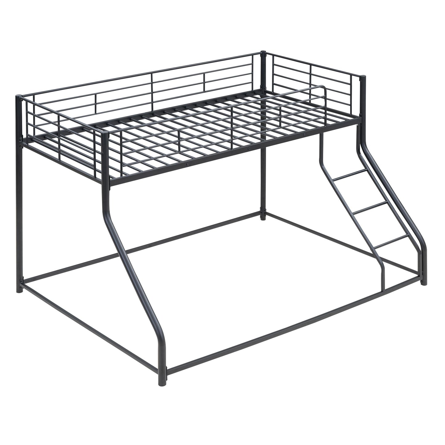 Space-Saving Twin XL Over Queen Metal Floor Bunk Bed, Black | Just Better Bunk Beds