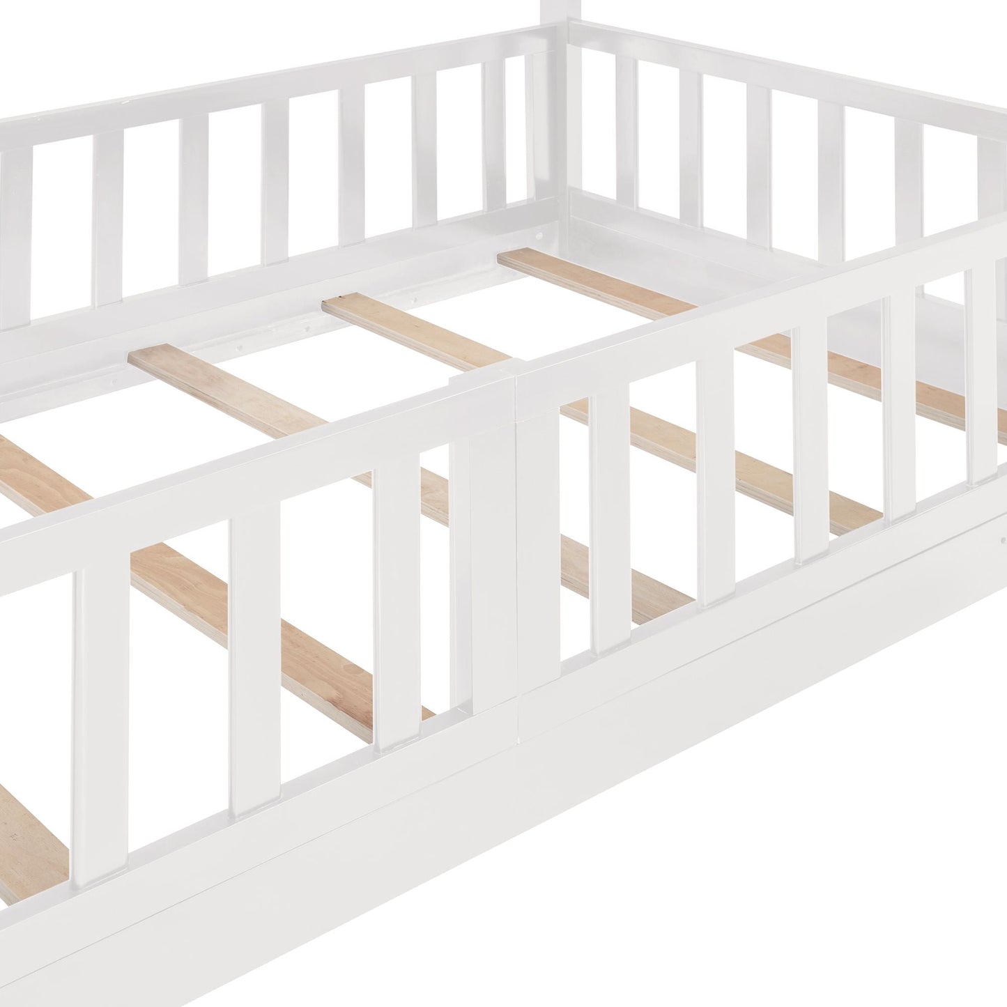 Twin Over Twin Bunk Bed with Slide and Ladder,  White