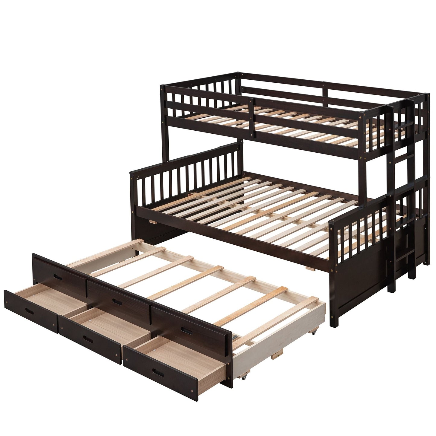 Versatile Twin Over Full Wood Bunk Bed, White with Trundle and Drawers | Just Better Bunk Beds