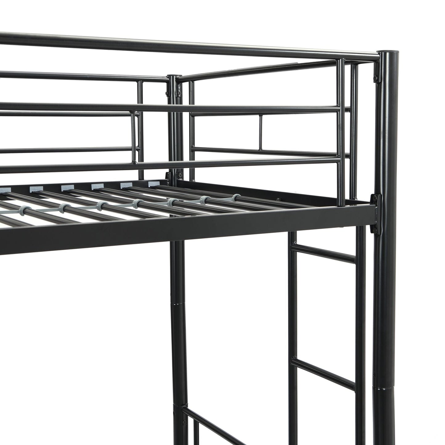 Heavy-Duty Twin Metal Bunk Bed with Trundle and Guard Rail, Multiple Colors | Just Better Bunk Beds