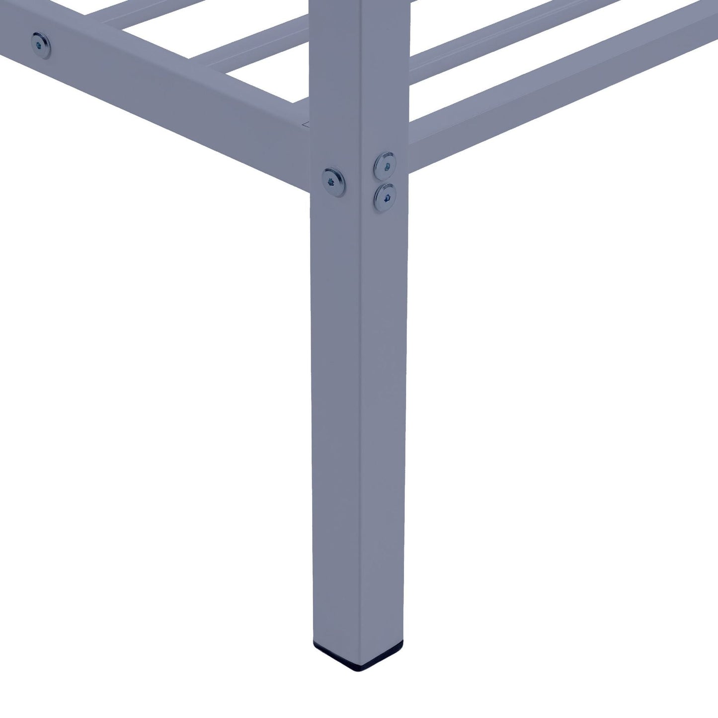 Heavy-Duty Full Over Full Metal Bunk Bed with Built-in Ladder and Safety Guard Rail, Gray | Just Better Bunk Beds