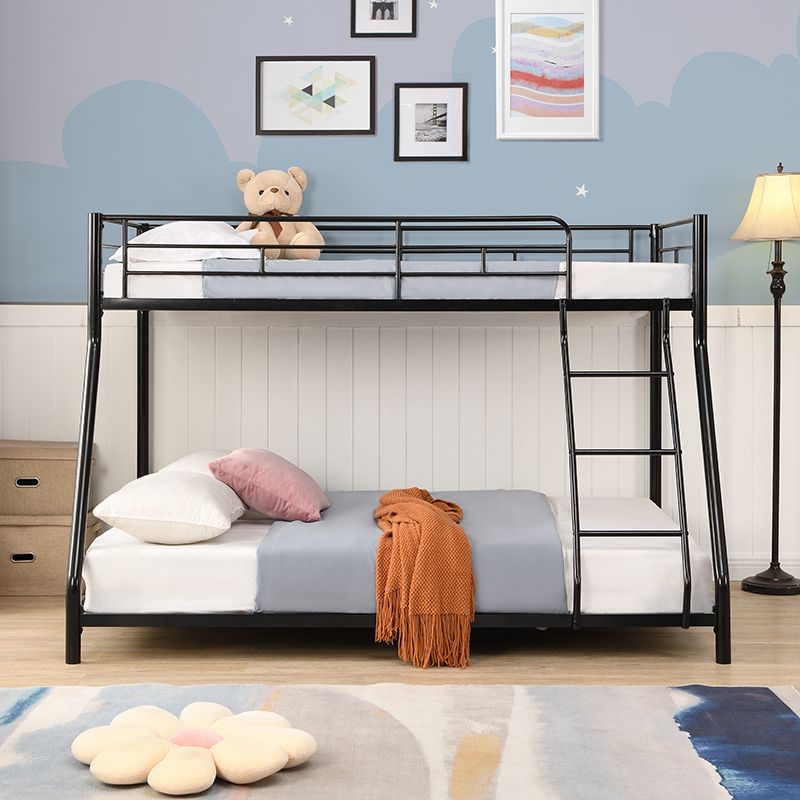 Space-Saving Metal Floor Bunk Bed Twin Over Full, Black | Just Better Bunk Beds