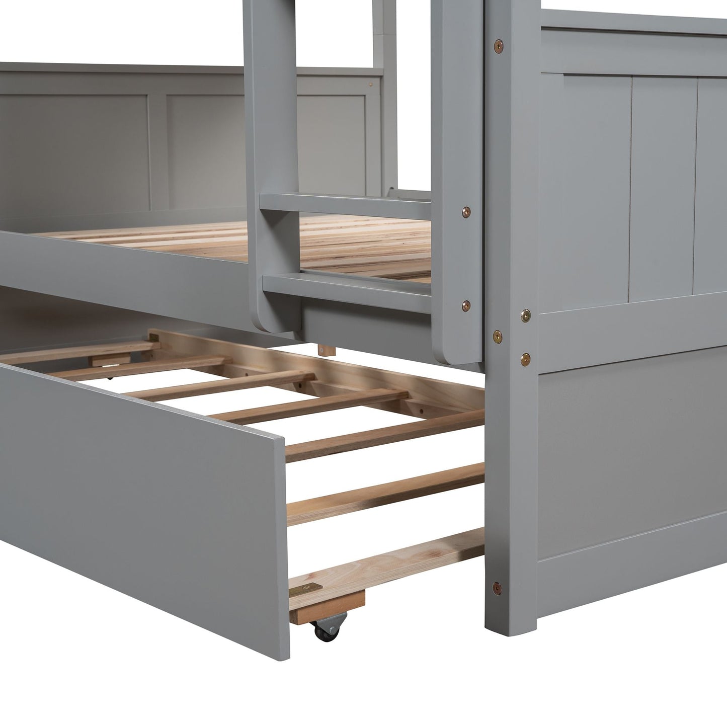 Shared Room Solution Full Over Full Wood Bunk Bed with Twin Trundle, White | Just Better Bunk Beds