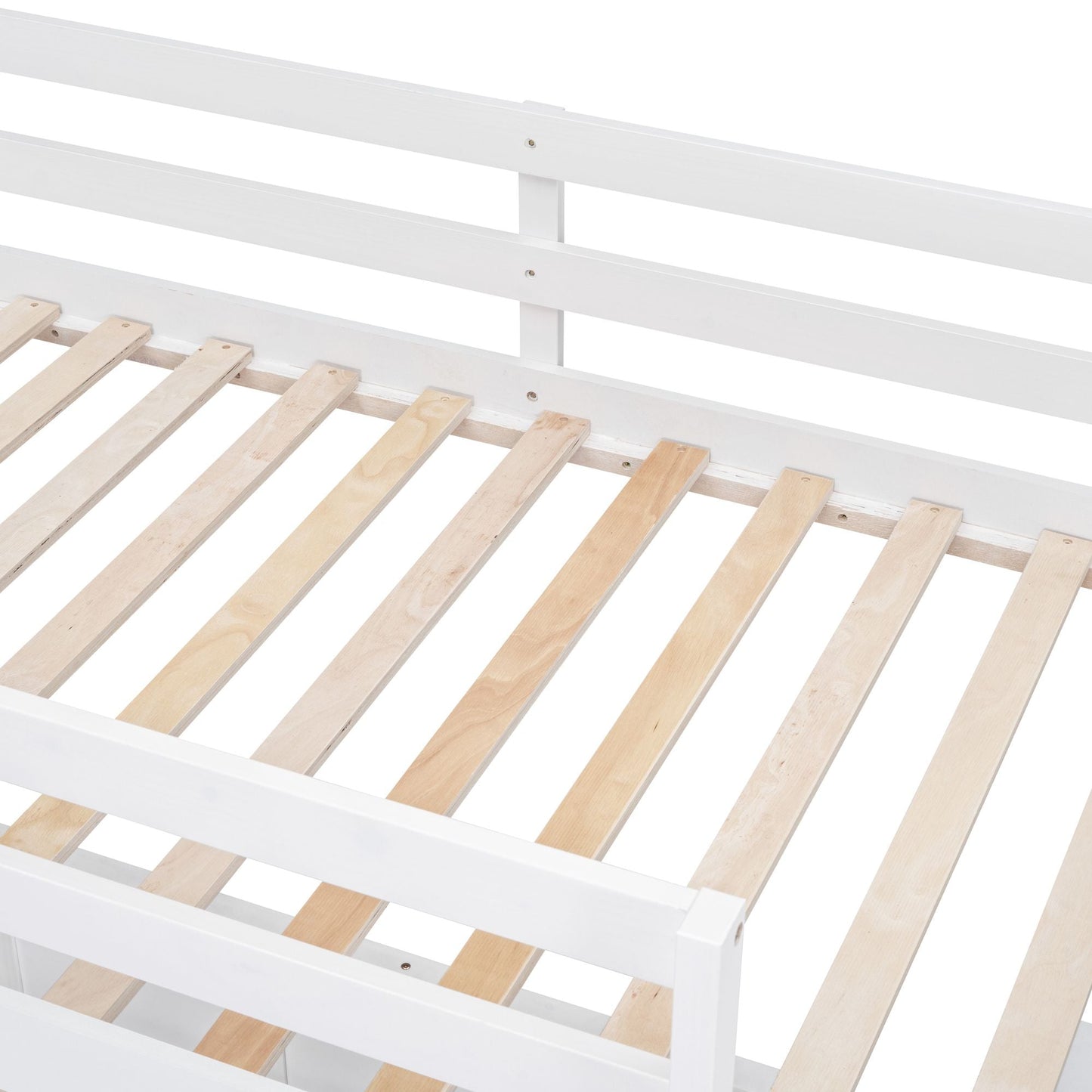 Study Space Twin Over Full Wood Bunk Bed with Desk, White | Just Better Bunk Beds