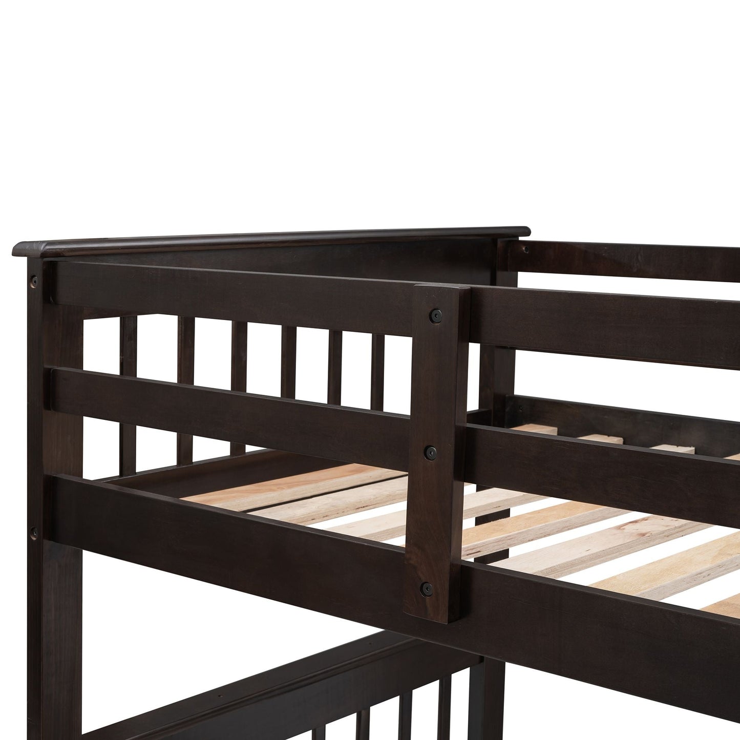 Stairway Twin-Over-Full Bunk Bed with Drawer,  Storage and Guard Rail for Bedroom,  Dorm,  for Adults,  Espresso