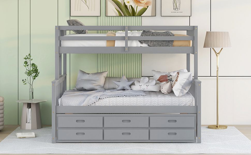 Versatile Twin Over Full Wood Bunk Bed, White with Trundle and Drawers | Just Better Bunk Beds