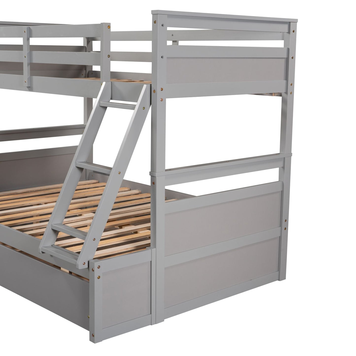 Space-Saving Twin Over Full Wood Bunk Bed with Storage, White | Just Better Bunk Beds