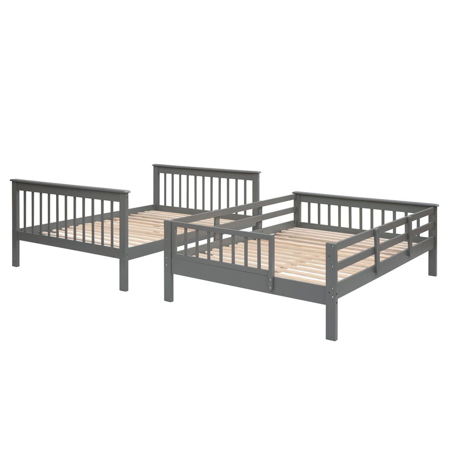 Staircase Storage Full Over Full Wood Bunk Bed, Gray | Just Better Bunk Beds