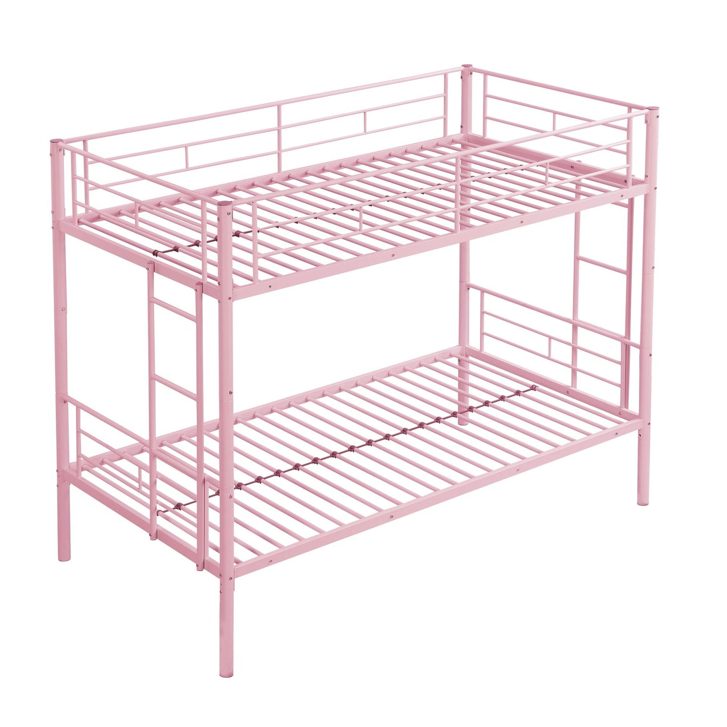 Shared Room Solution Twin Over Twin Metal Bunk Bed with 2 Ladders and Full-Length Guardrail, Black | Just Better Bunk Beds