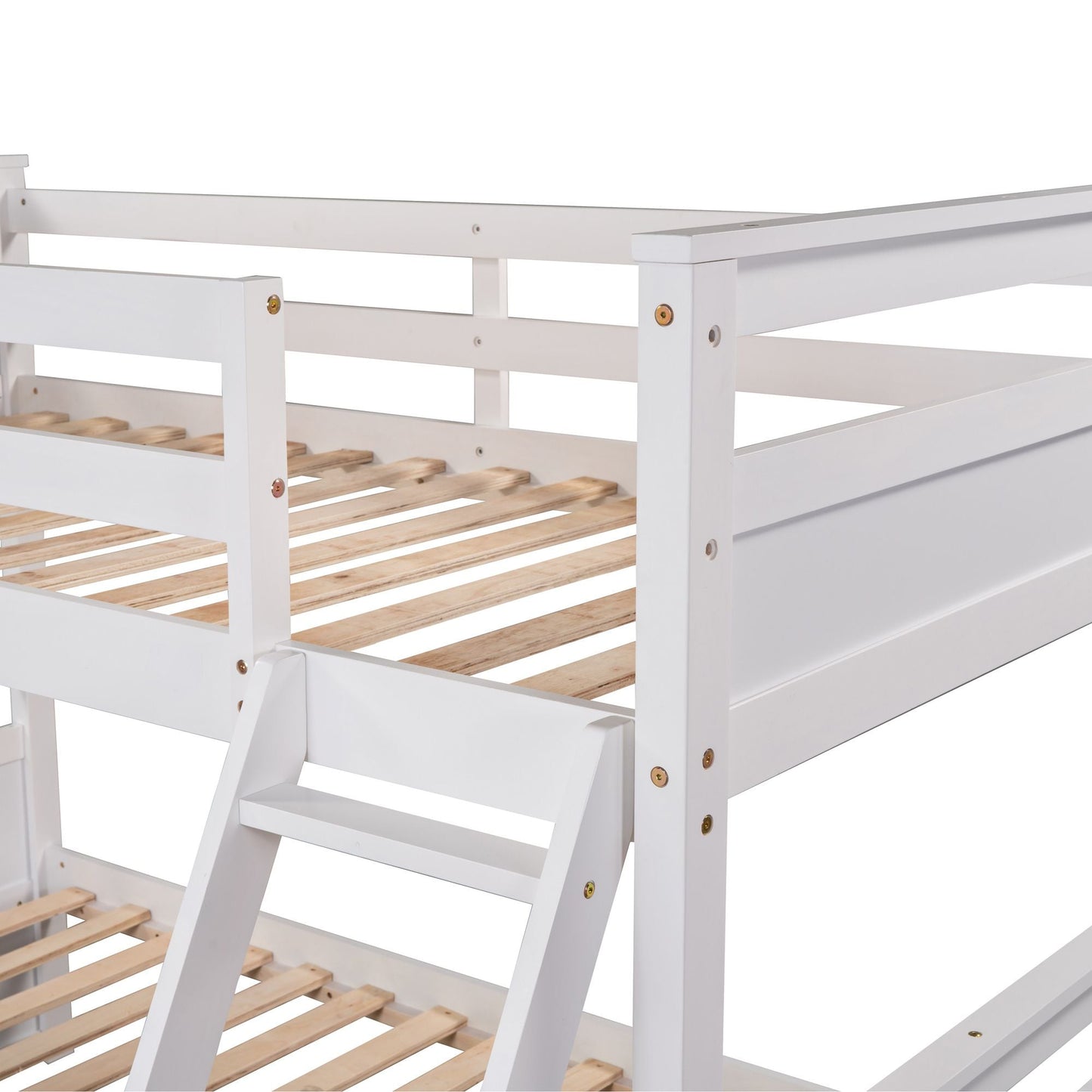 Space-Saving Twin Over Full Wood Bunk Bed with Storage, White | Just Better Bunk Beds