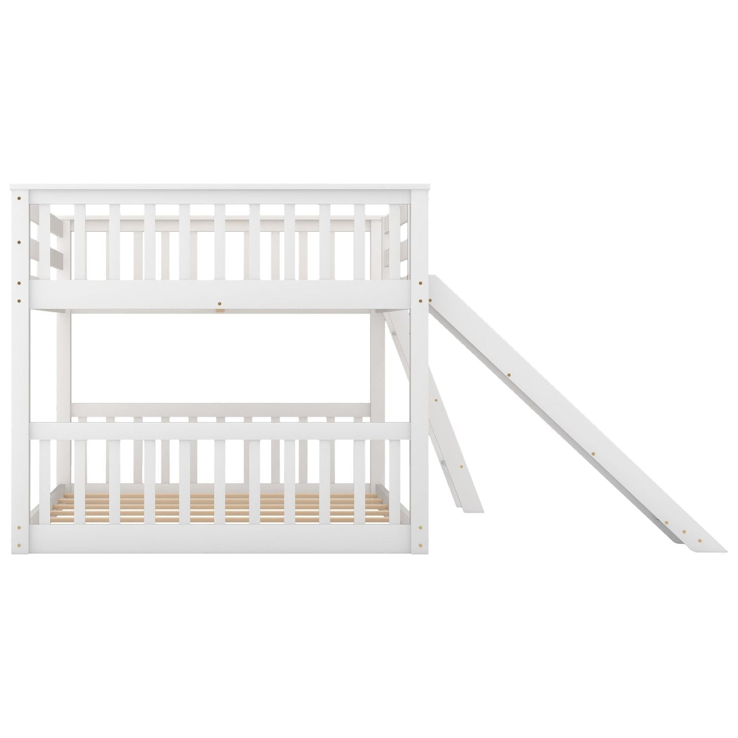 Convertible Slide Full Over Full Wood Bunk Bed with Ladder, White | Just Better Bunk Beds