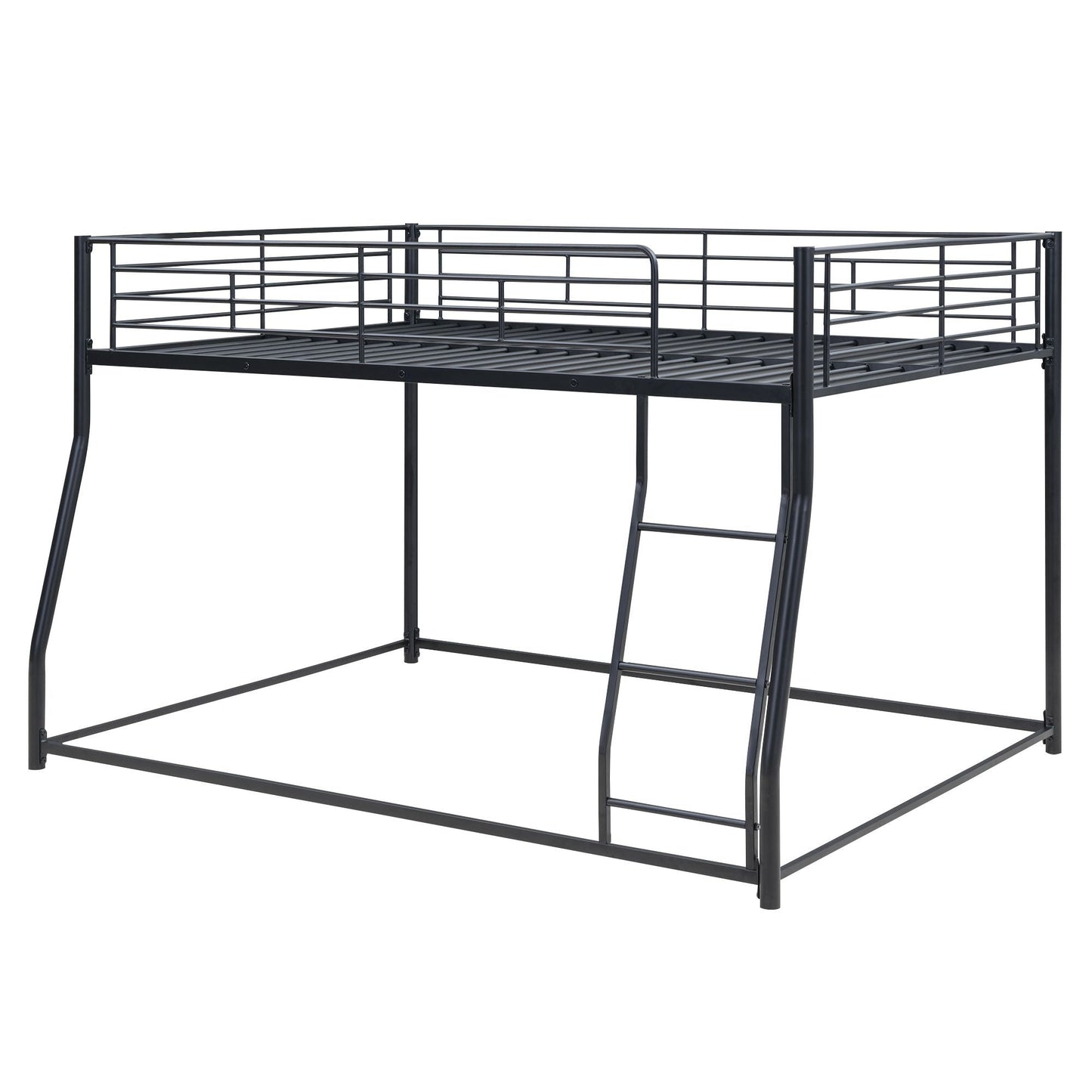 Shared Room Solution Full XL Over Queen Metal Floor Bunk Bed, Black | Just Better Bunk Beds