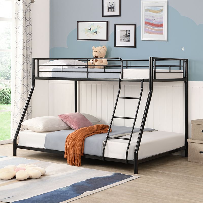 Space-Saving Metal Floor Bunk Bed Twin Over Full, Black | Just Better Bunk Beds