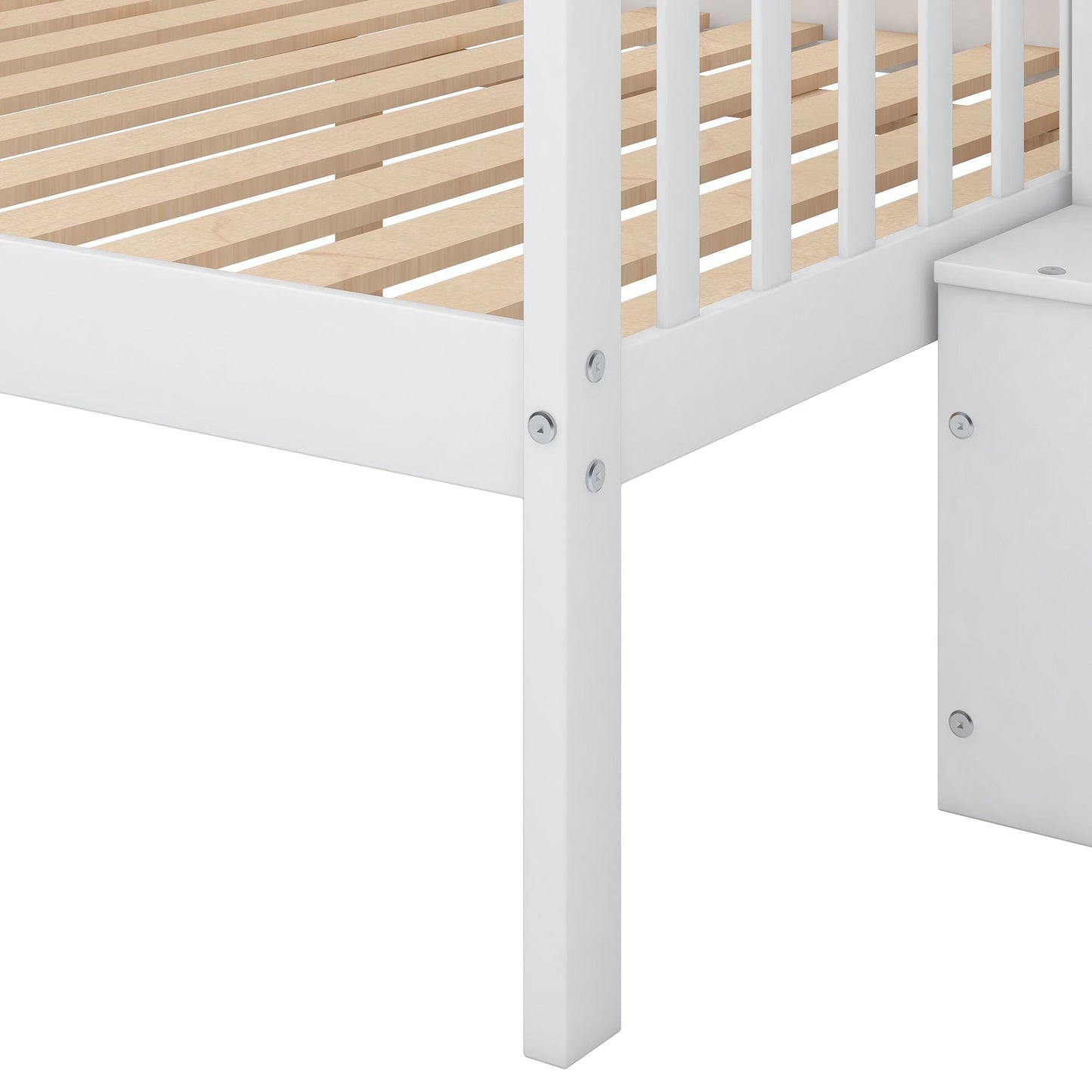 Twin over Full Stairway Bunk Bed with storage,  White