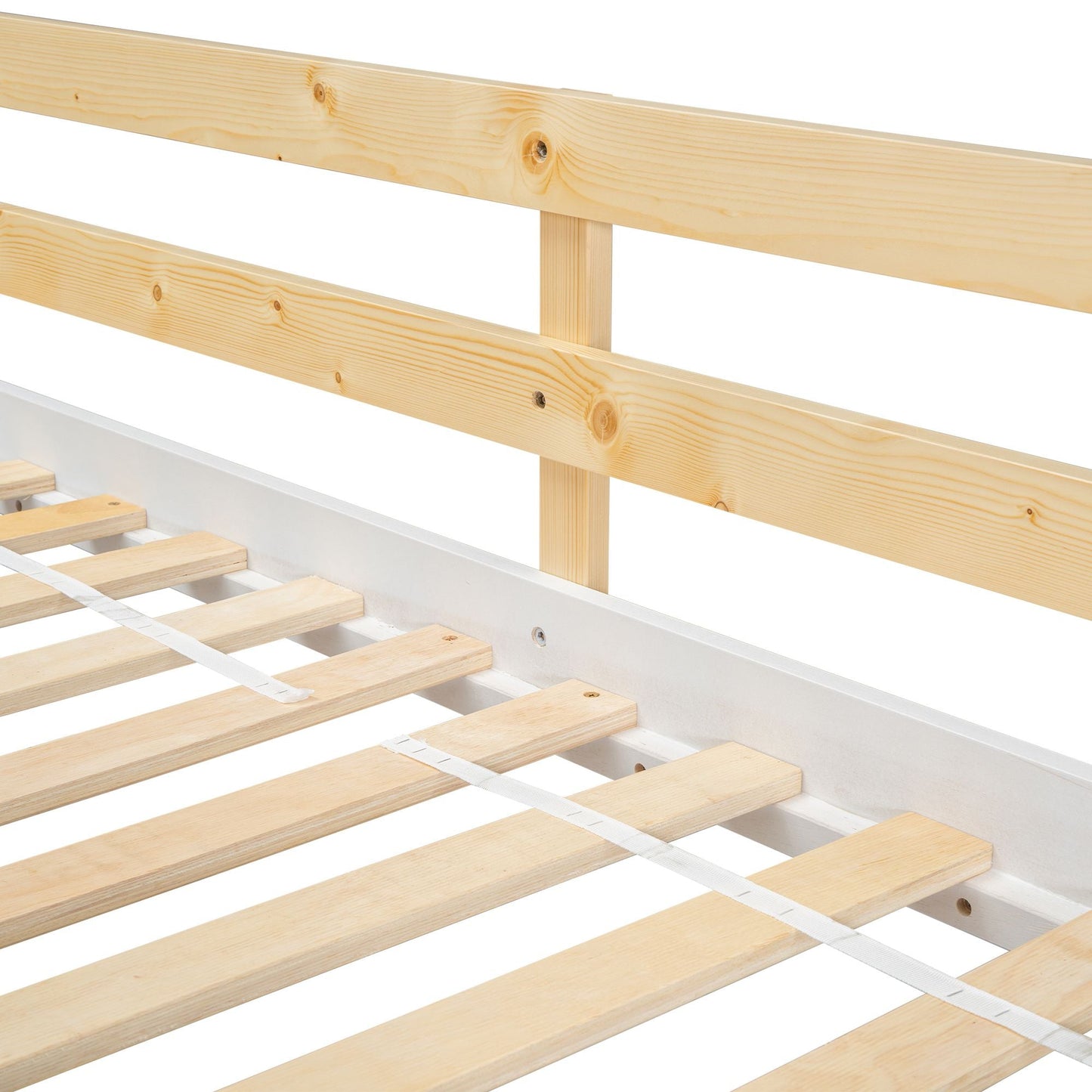 House-Style Twin Over Twin Wood Bunk Bed with Roof, Window, Door, and Ladder, Multiple Colors | Just Better Bunk Beds