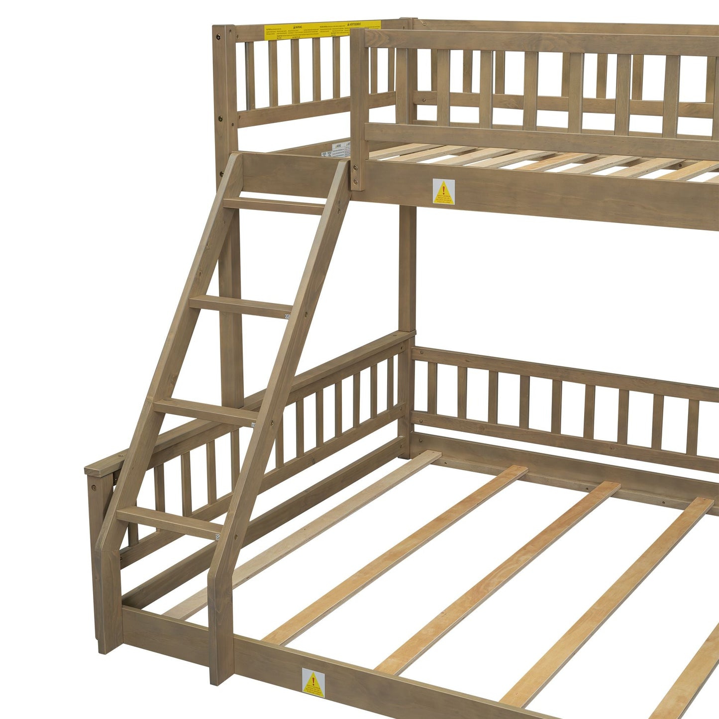 Shared Room Solution Twin XL Over Queen Wood Bunk Bed, Walnut | Just Better Bunk Beds