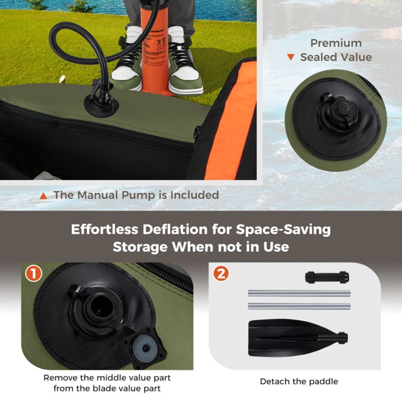 Inflatable Fishing Float Tube with Pump Storage Pockets and Fish Ruler