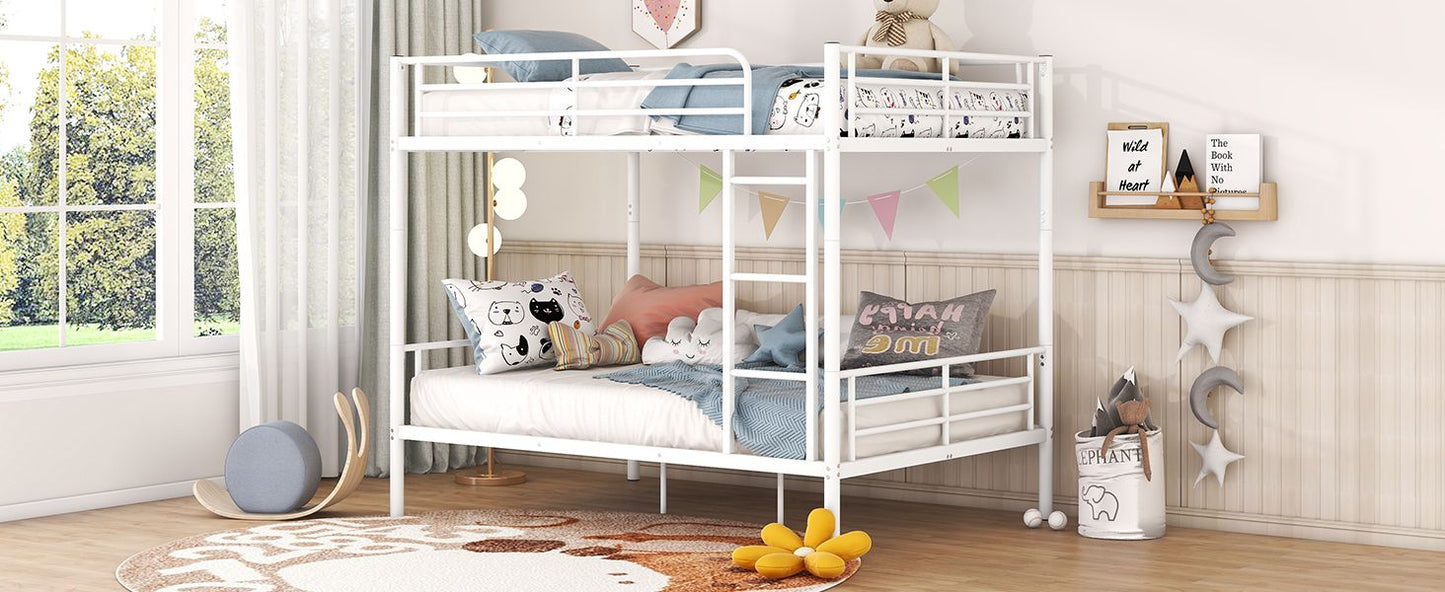 Space-Saving Full Over Full Metal Bunk Bed, Available in Black, Silver, and White | Just Better Bunk Beds