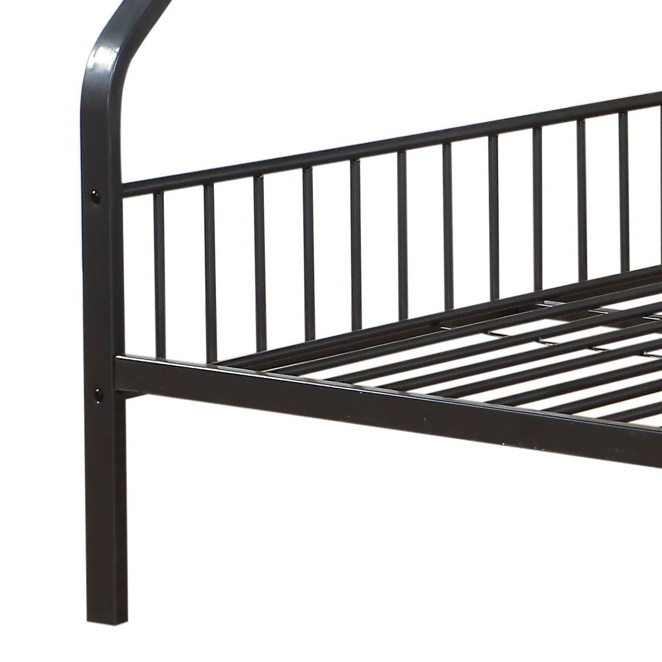 Heavy-Duty Twin XL Over Queen Wood Bunk Bed with Built-In Ladder, Gray | Just Better Bunk Beds