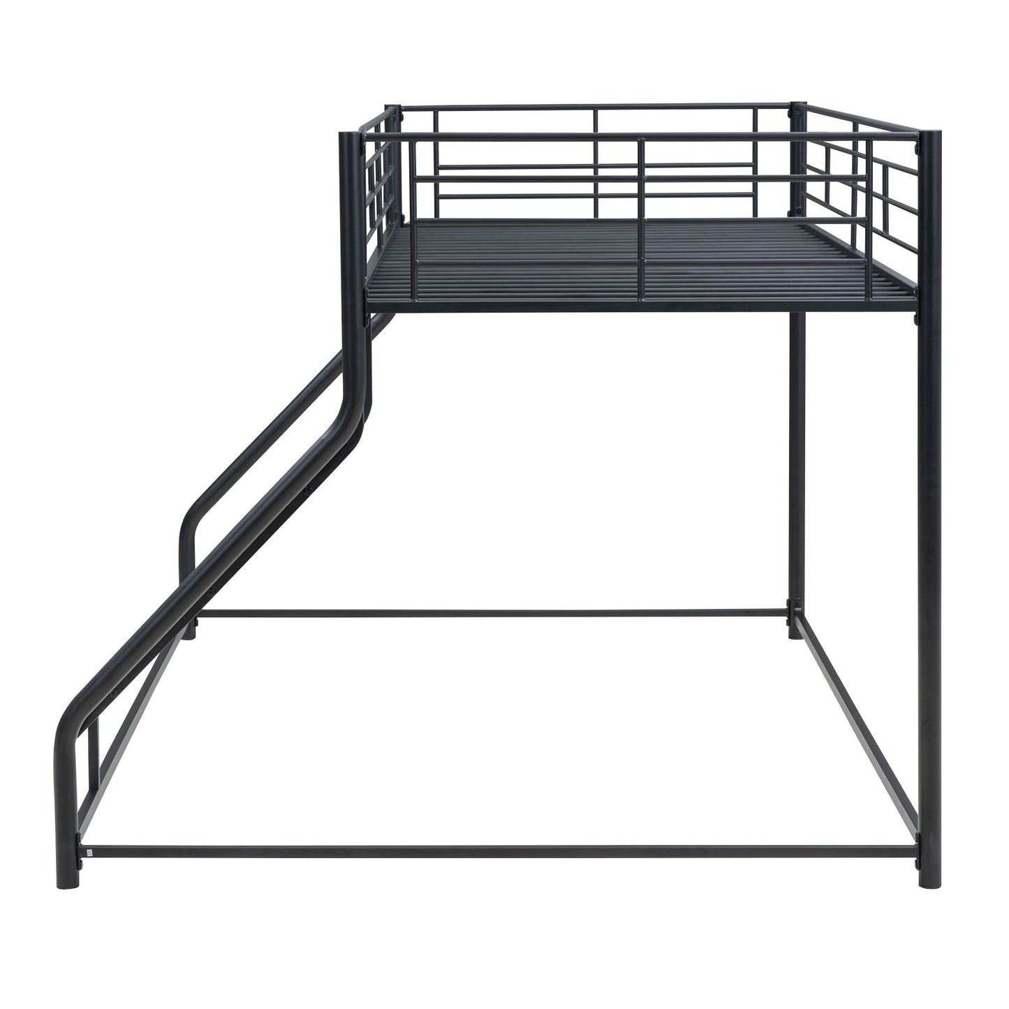 Space-Saving Twin XL Over Queen Metal Floor Bunk Bed, Black | Just Better Bunk Beds
