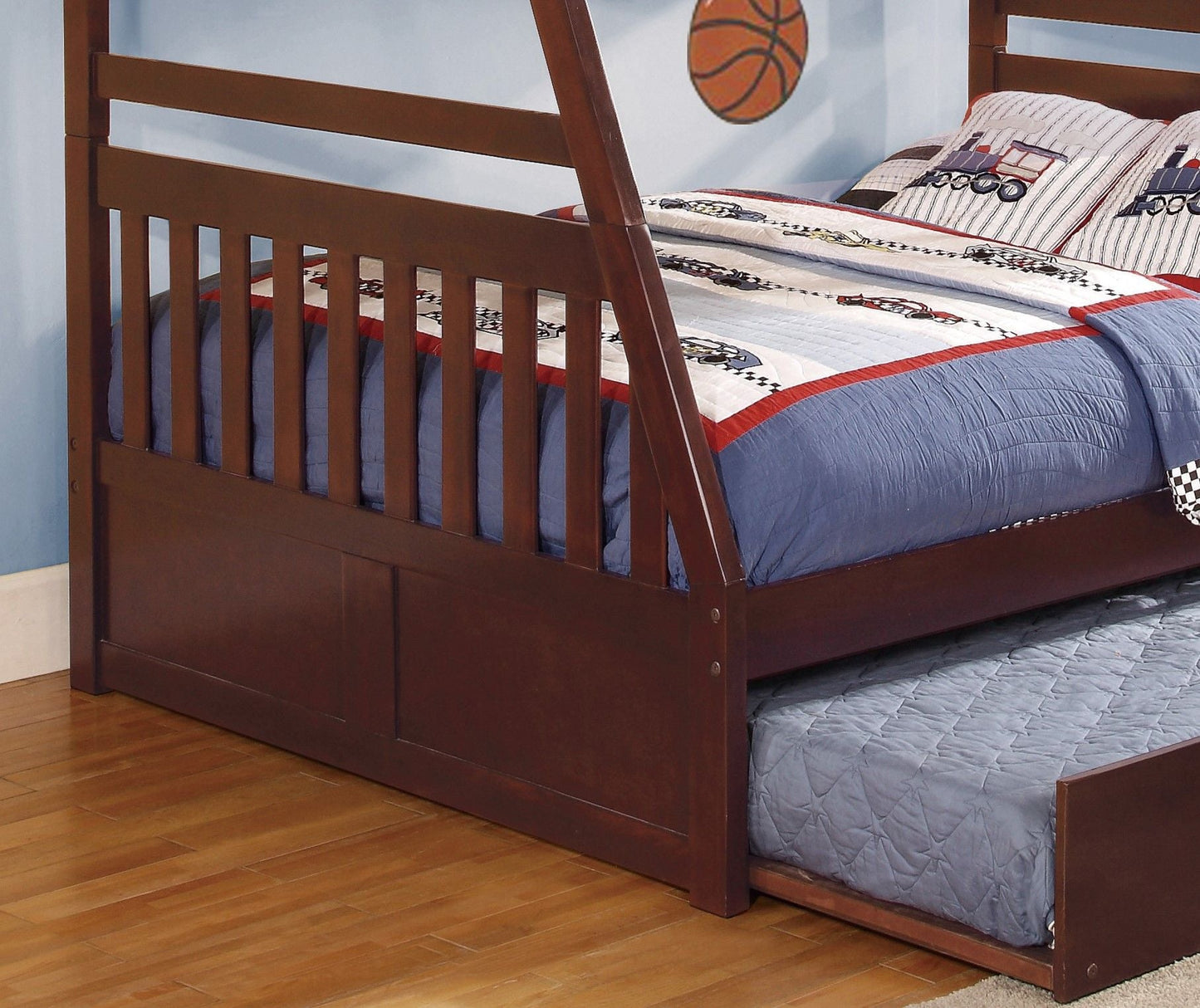 Shared Room Solution Twin Over Full Wood Bunk Bed with Twin Trundle, Espresso | Just Better Bunk Beds