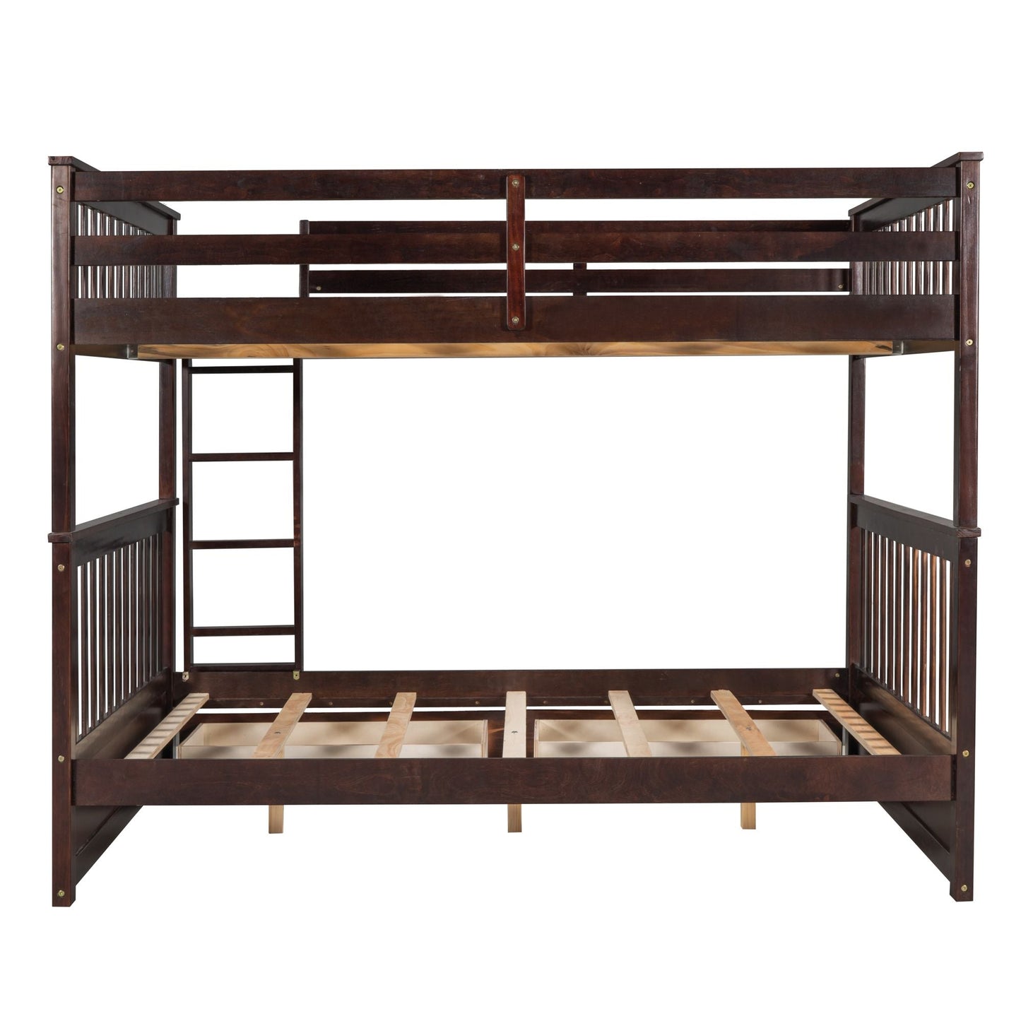 Storage-Enhanced Full Over Full Wood Bunk Bed with Ladders, Two Drawers, White | Just Better Bunk Beds