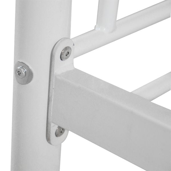 Kids Bedroom Twin Metal Bunk Bed with Ladder, White | Just Better Bunk Beds