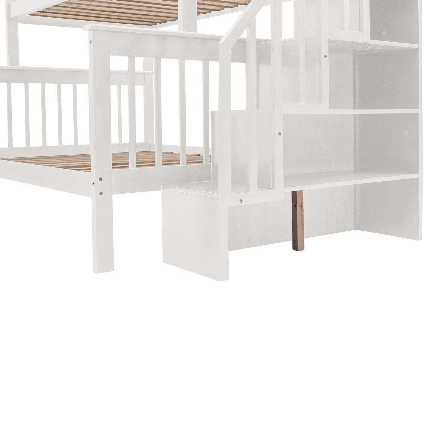 Stairway Twin-Over-Full Bunk Bed with Drawer,  Storage and Guard Rail for Bedroom,  Dorm,  for Adults,  White